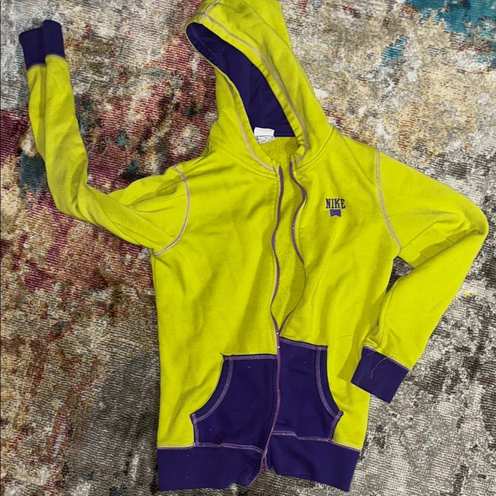 Nike Yellow and Purple Hoodie